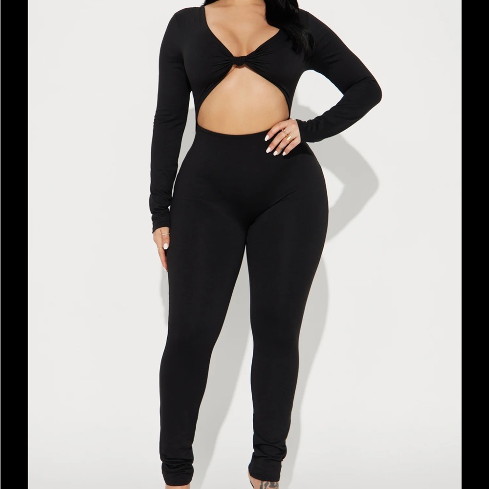 Fashion Nova Black Jumpsuit-size L